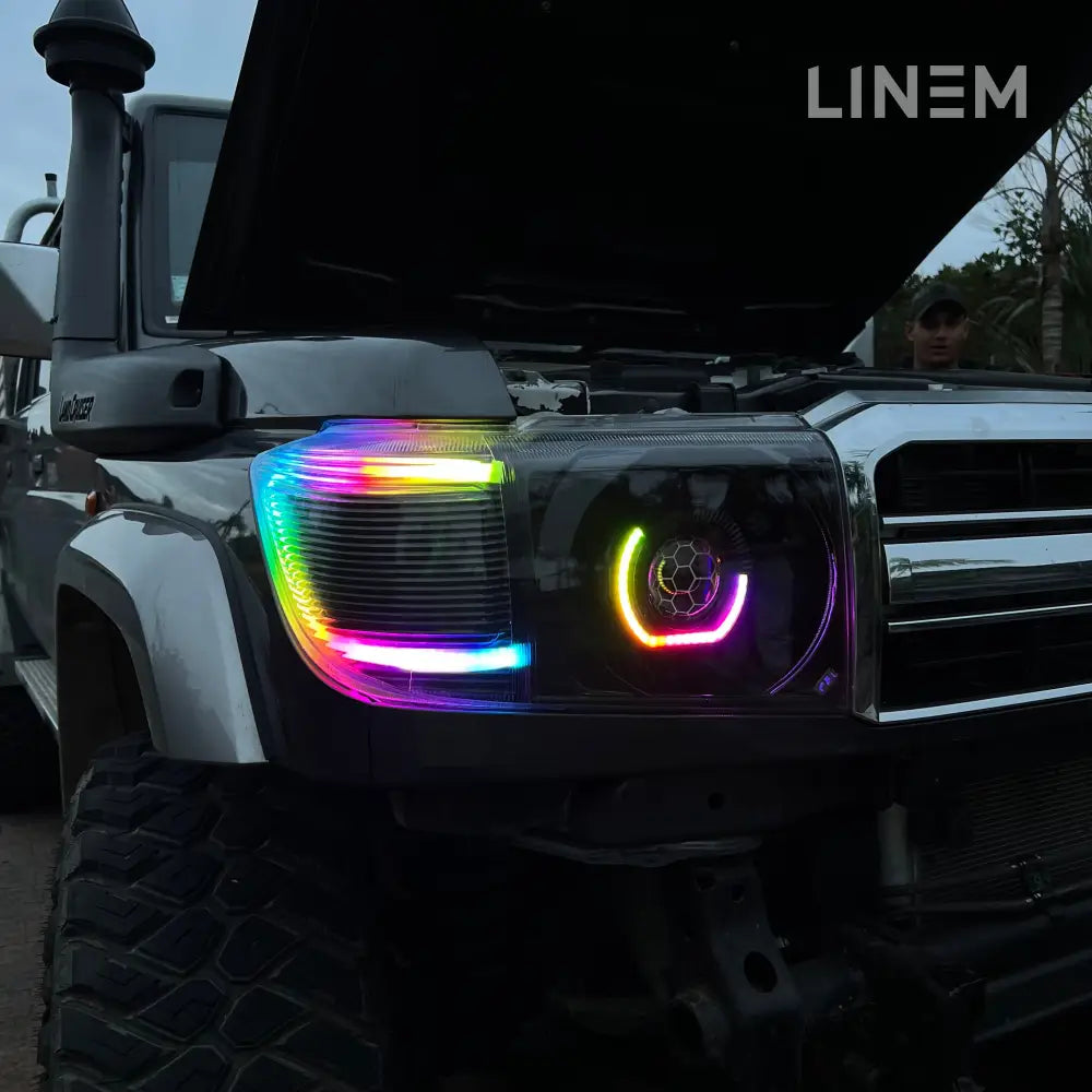 Toyota 70 Series Custom Headlights Blacked Out / 3.0’ Angry Eye Yes